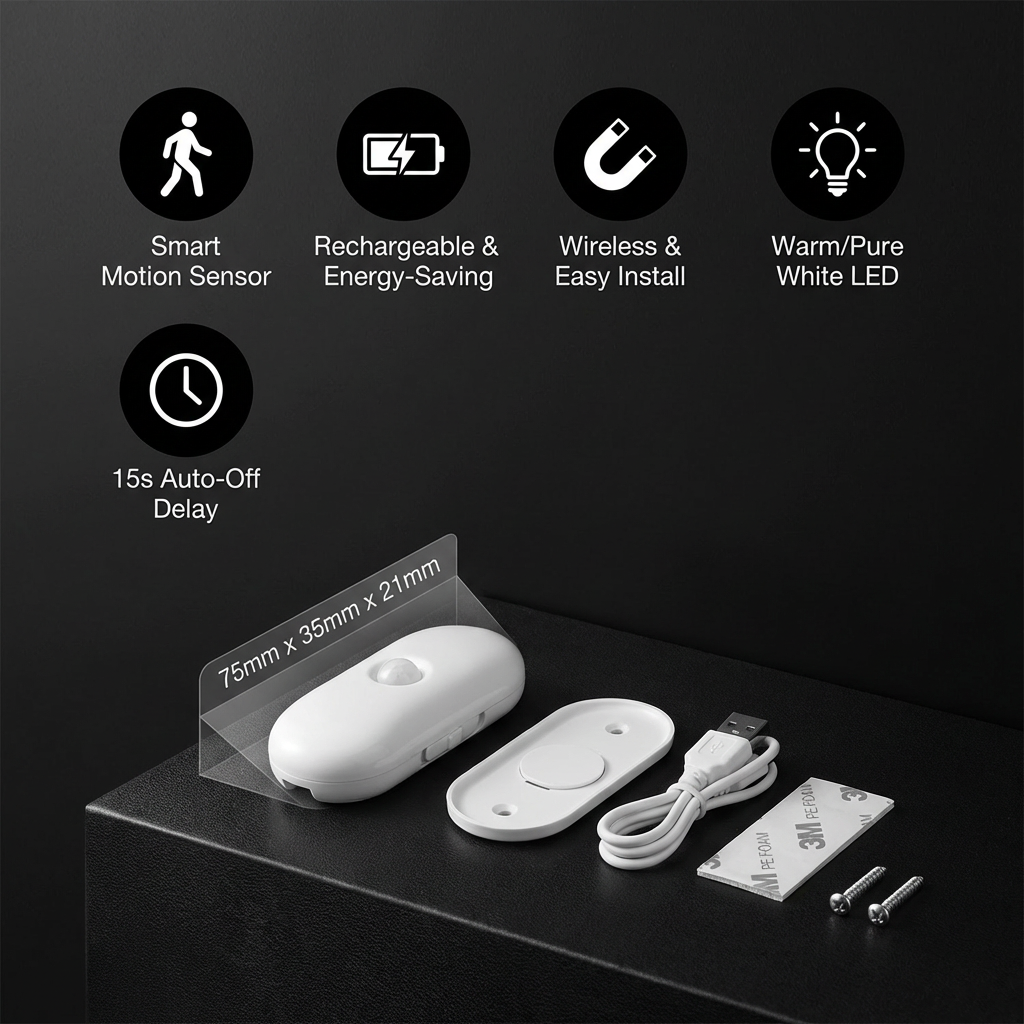 Smart LED Night Light with Motion Sensor – Mini, Wireless & Energy Saving