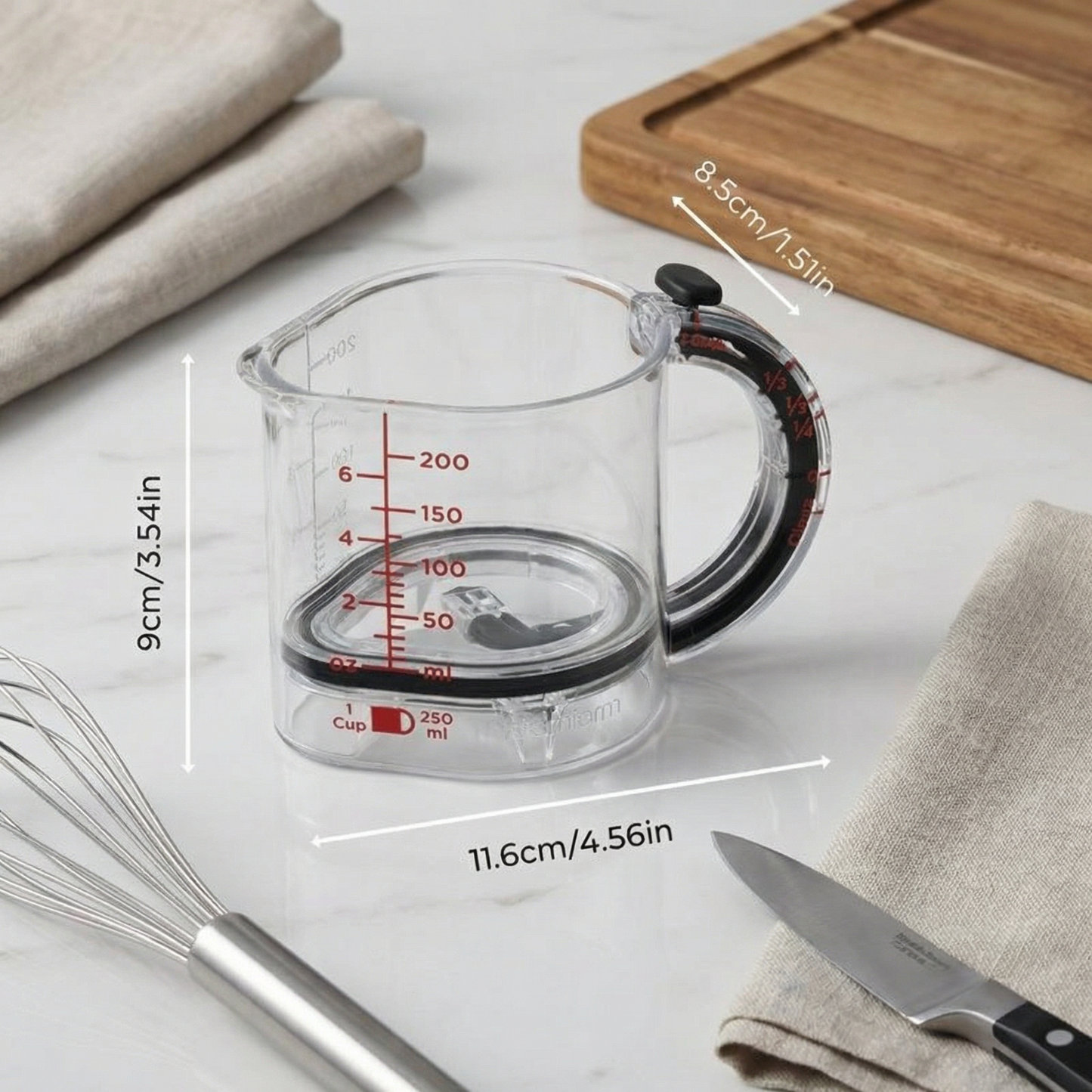 Adjustable Measuring Cup – Multifunctional Kitchen Tool with Scraper and Sealing Base