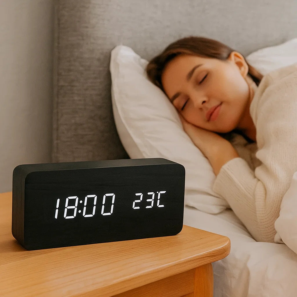 LED Wooden Clock With Voice Activation