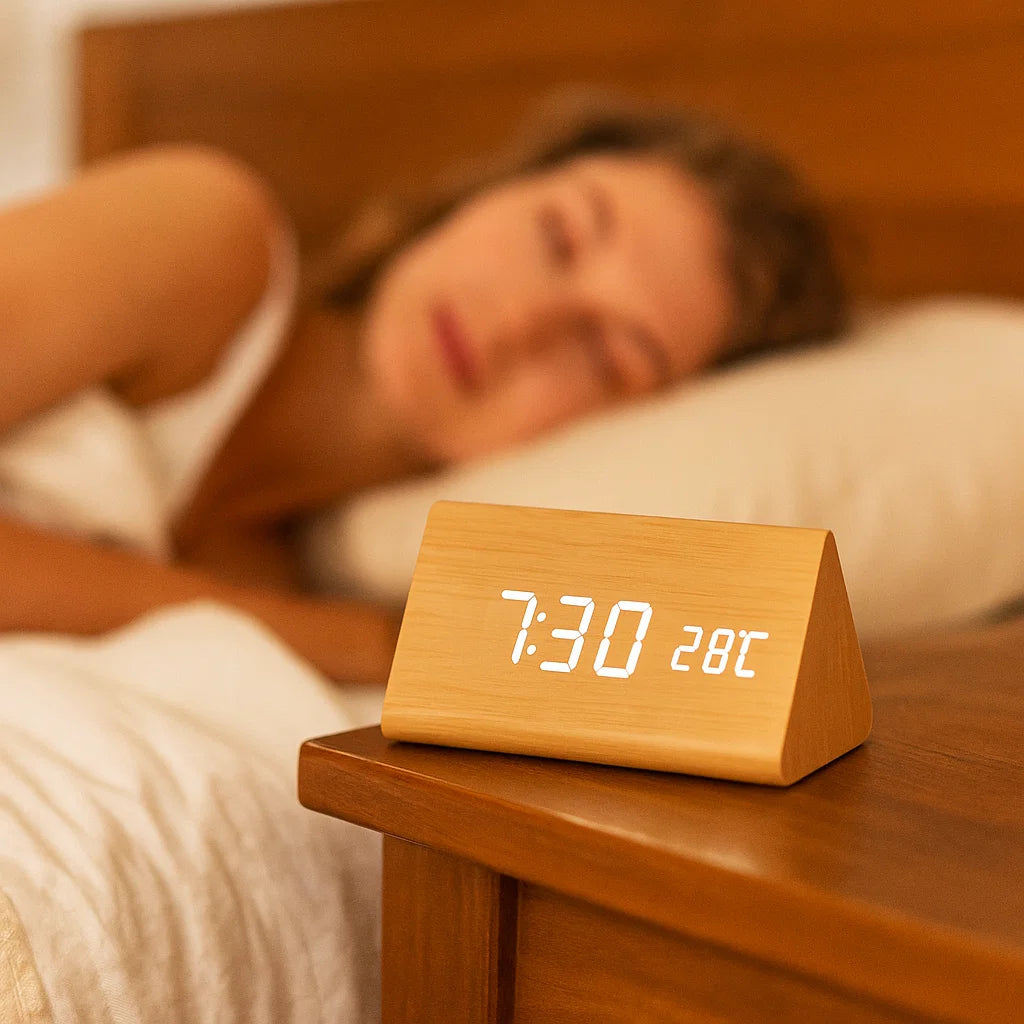 LED Wooden Clock With Voice Activation