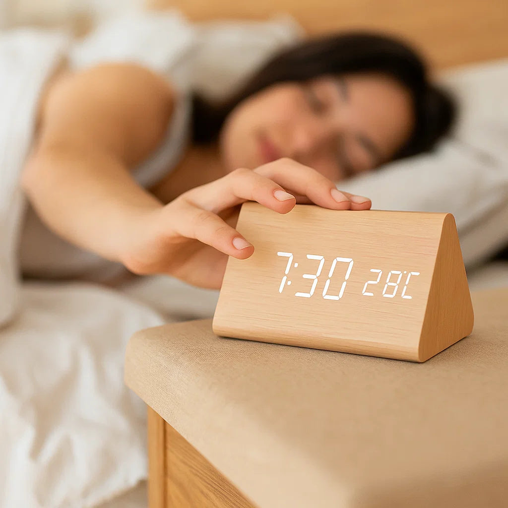 LED Wooden Clock With Voice Activation
