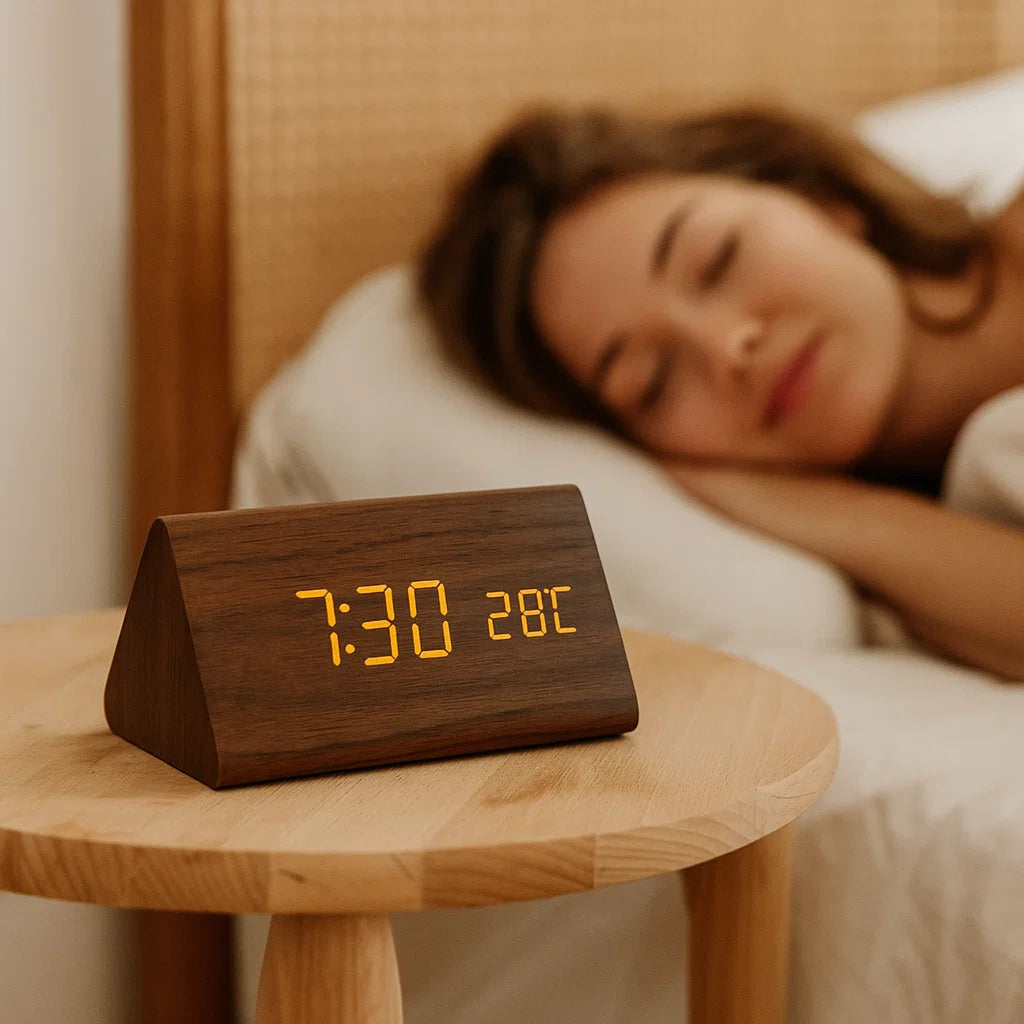 LED Wooden Clock With Voice Activation