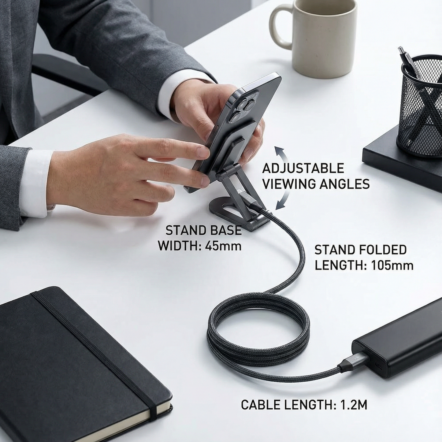 2-in-1 Foldable Fast Charging Cable & Phone Stand