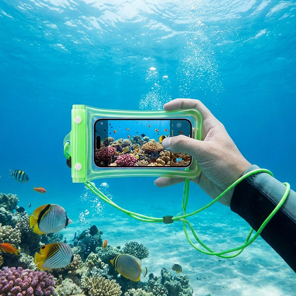 Waterproof Phone Case – Transparent Touchscreen Pouch with Shoulder Strap for Beach, Swimming & Diving