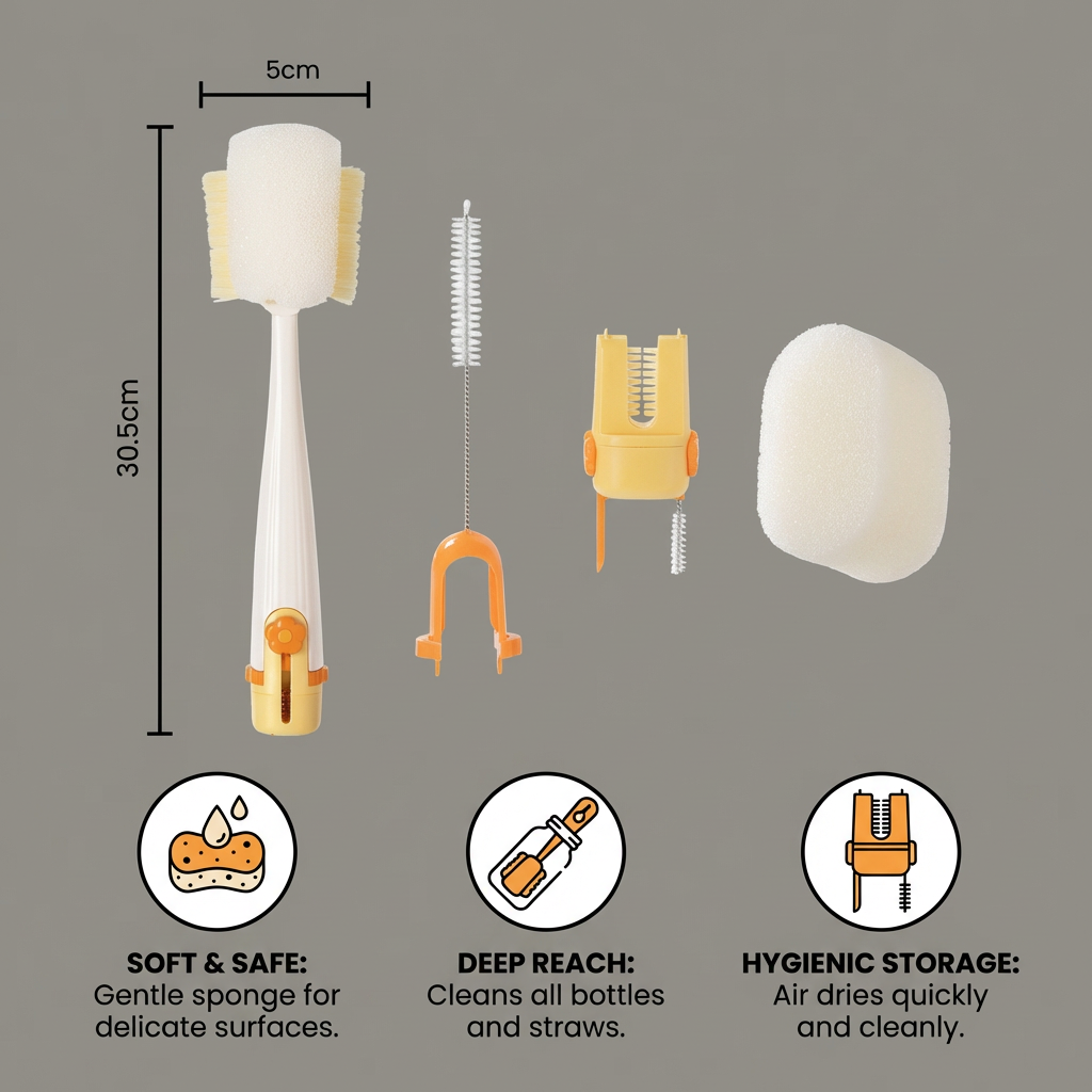 Practical 5-in-1 Bottle Cleaner