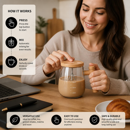 Fully Automatic Electric Mixing Cup – Practical Cup for Effortless and Even Stirring of Drinks & Mixtures