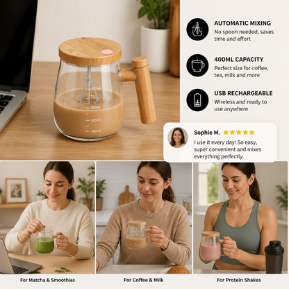 Fully Automatic Electric Mixing Cup – Practical Cup for Effortless and Even Stirring of Drinks & Mixtures