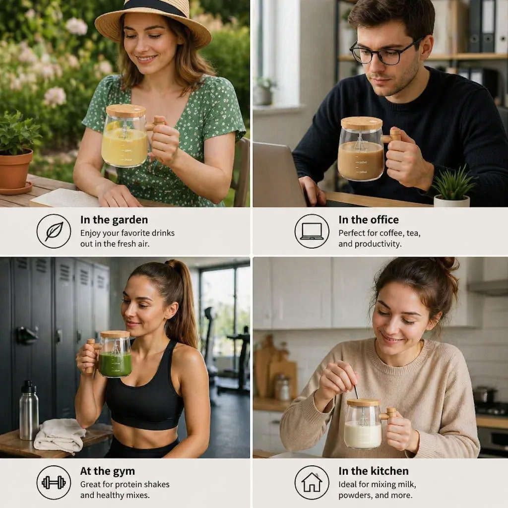 Fully Automatic Electric Mixing Cup – Practical Cup for Effortless and Even Stirring of Drinks & Mixtures