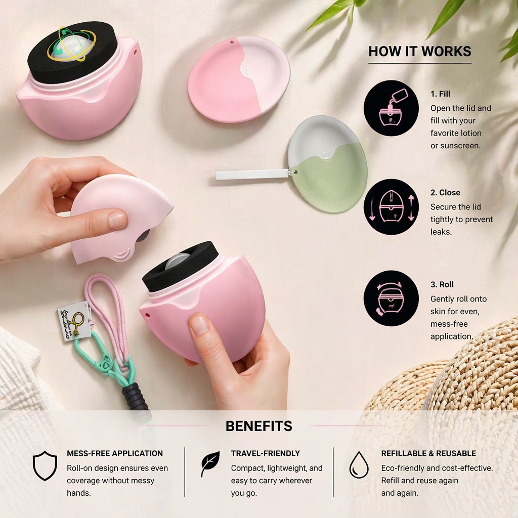 Sunscreen Applicator Removable Silicone Roller Cream Applicator