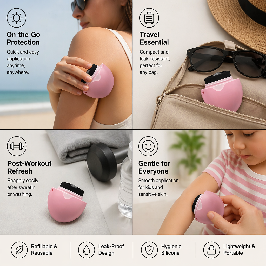 Sunscreen Applicator Removable Silicone Roller Cream Applicator