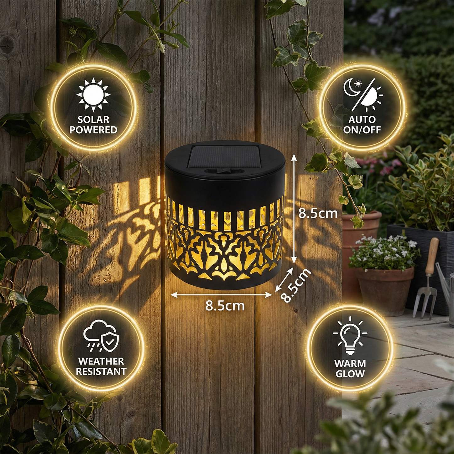 LED Solar Mandala Wall Light – Outdoor Light for Garden, Fence & Patio ...