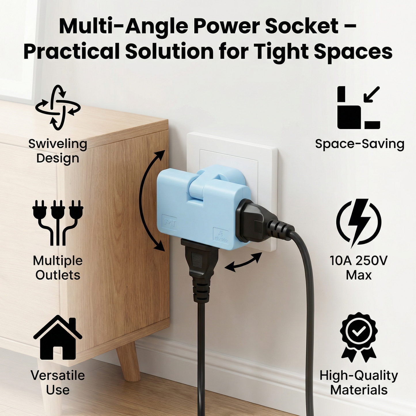 Multi-Angle Power Socket – Practical Solution for Tight Spaces