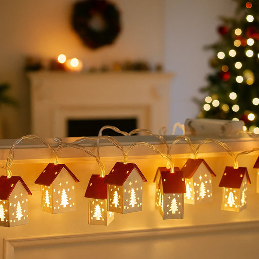 LED Christmas Houses Made Of Wood With Festive Lighting