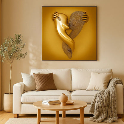 Love Canvas With Elegant Metal Figure In Modern Design