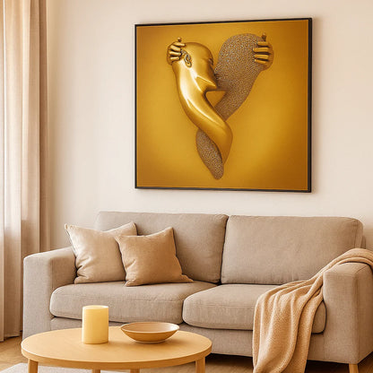 Love Canvas With Elegant Metal Figure In Modern Design