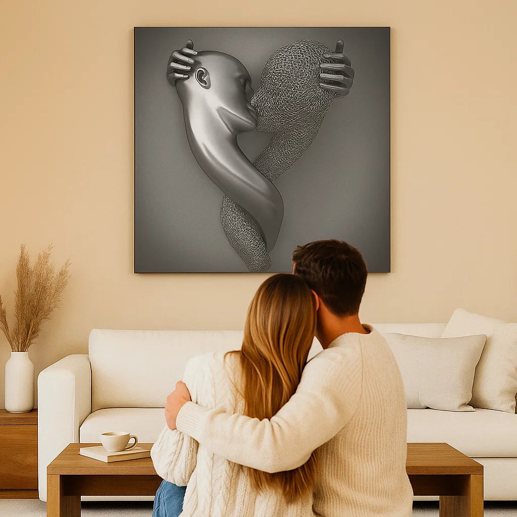 Love Canvas With Elegant Metal Figure In Modern Design