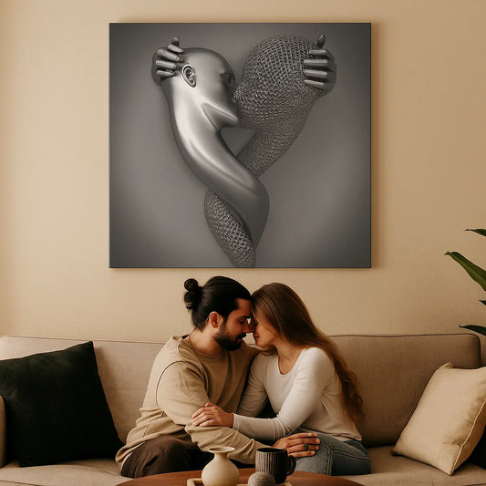 Love Canvas With Elegant Metal Figure In Modern Design