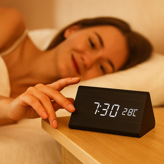 LED Wooden Clock With Voice Activation