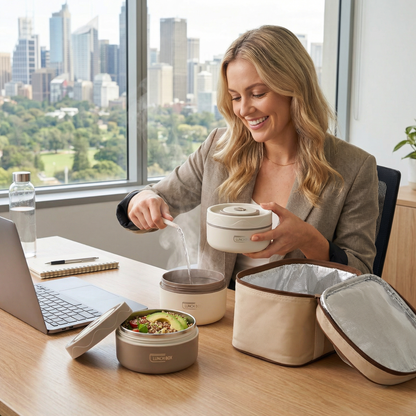 3-Piece Lunch Box Set – Insulated, Leak-Proof & Practical for On-the-Go