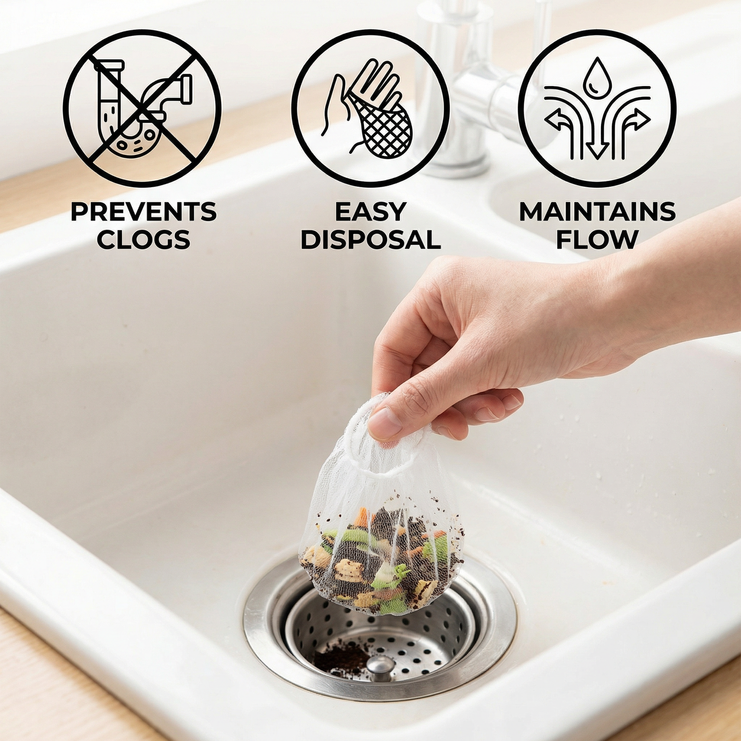 Disposable Sink Strainer Nets – Anti-Clog Mesh for Sink & Drain (2-Pack)