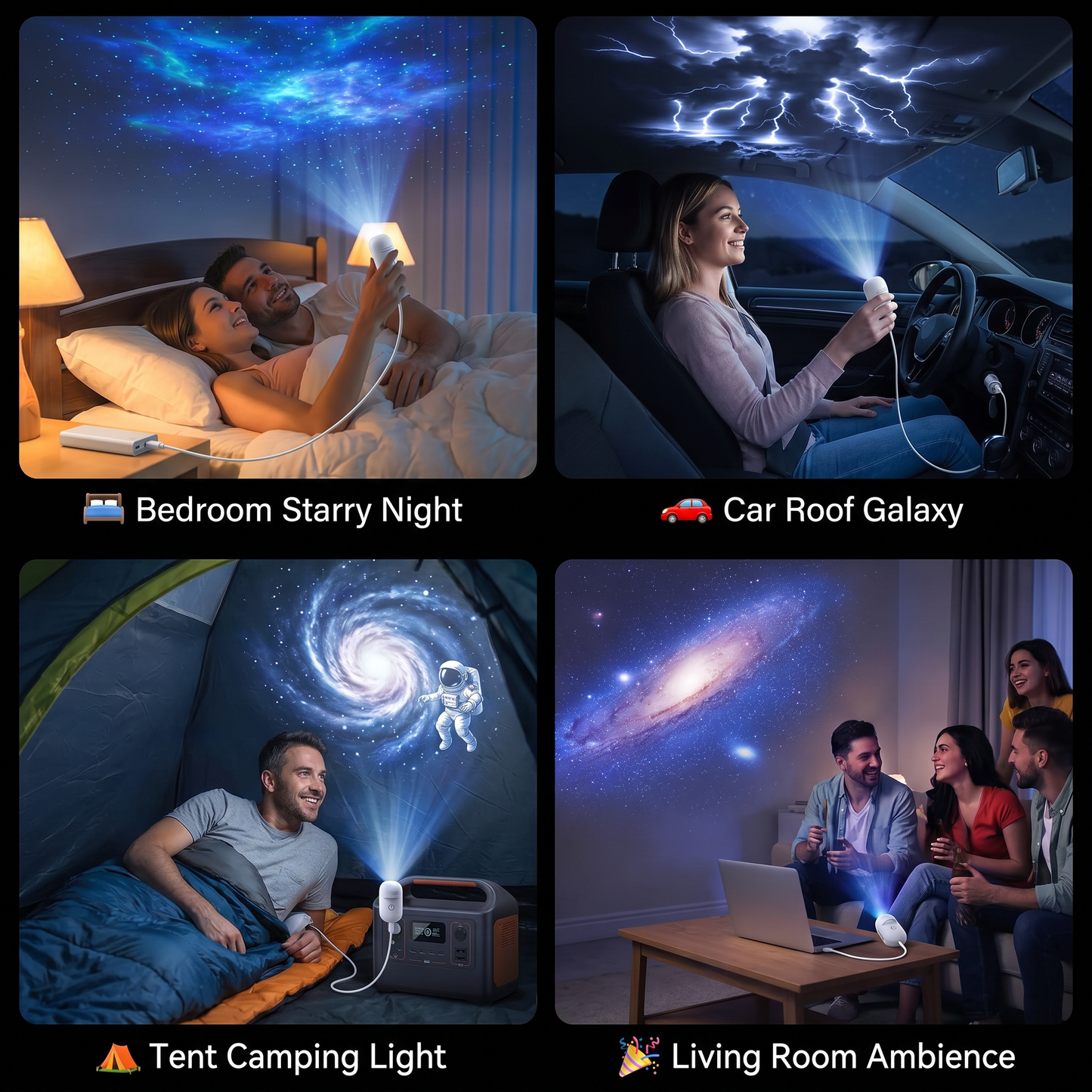Modern Starry Sky Lamp – USB Mini Projector Night Light for Bedroom & Relaxing Ambience incl. 5 Patterns