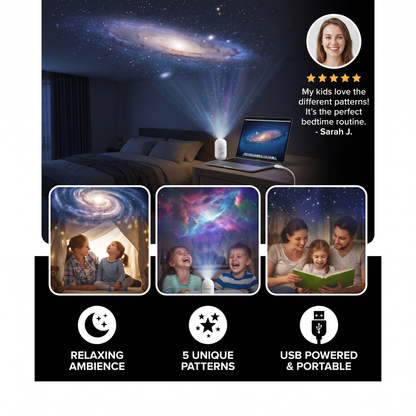 Modern Starry Sky Lamp – USB Mini Projector Night Light for Bedroom & Relaxing Ambience incl. 5 Patterns