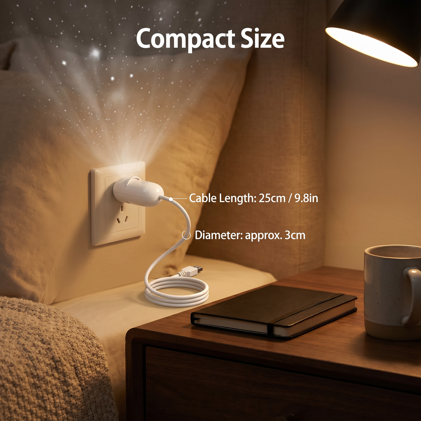 Modern Starry Sky Lamp – USB Mini Projector Night Light for Bedroom & Relaxing Ambience incl. 5 Patterns
