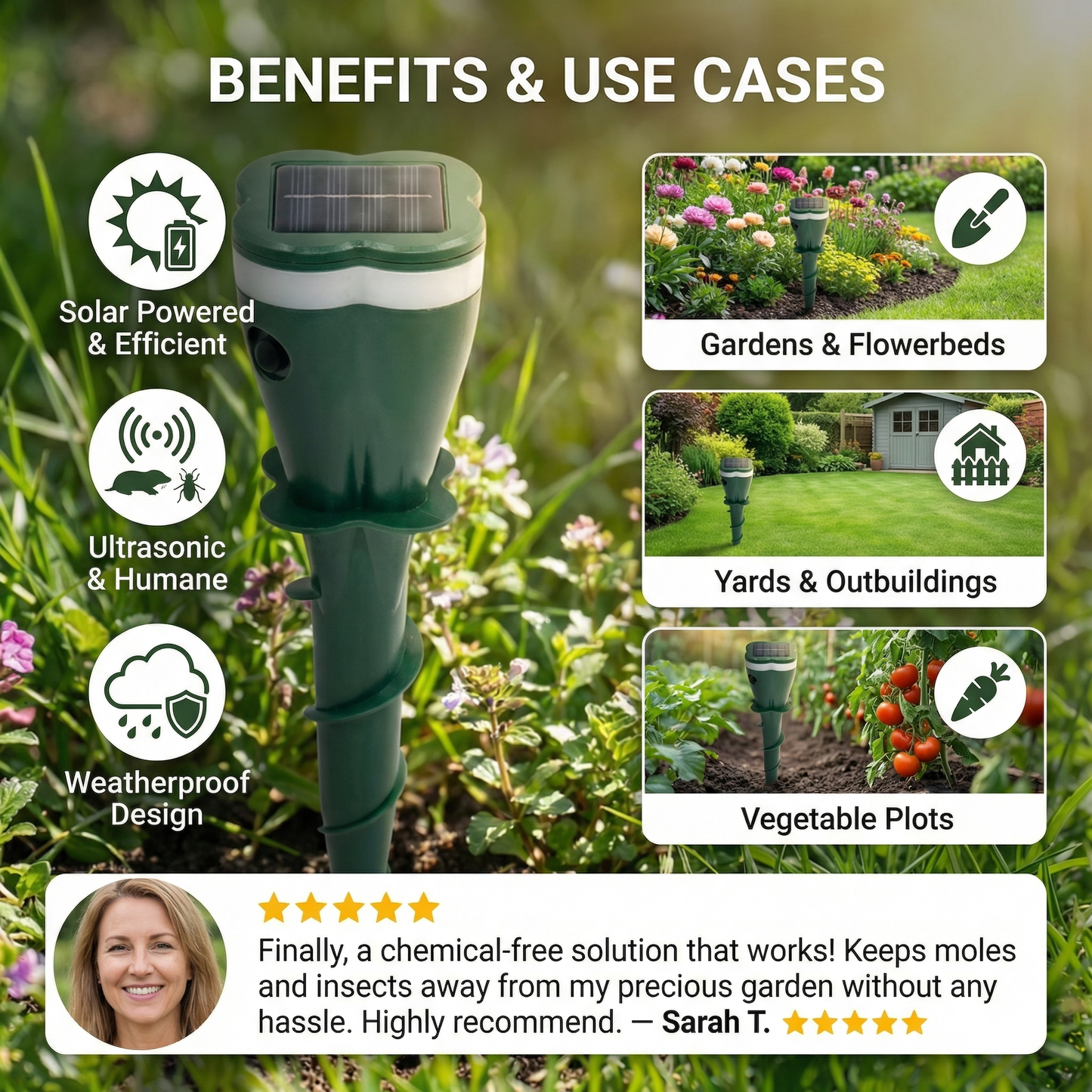Solar Ultrasonic Animal and Insect Repellent Device
