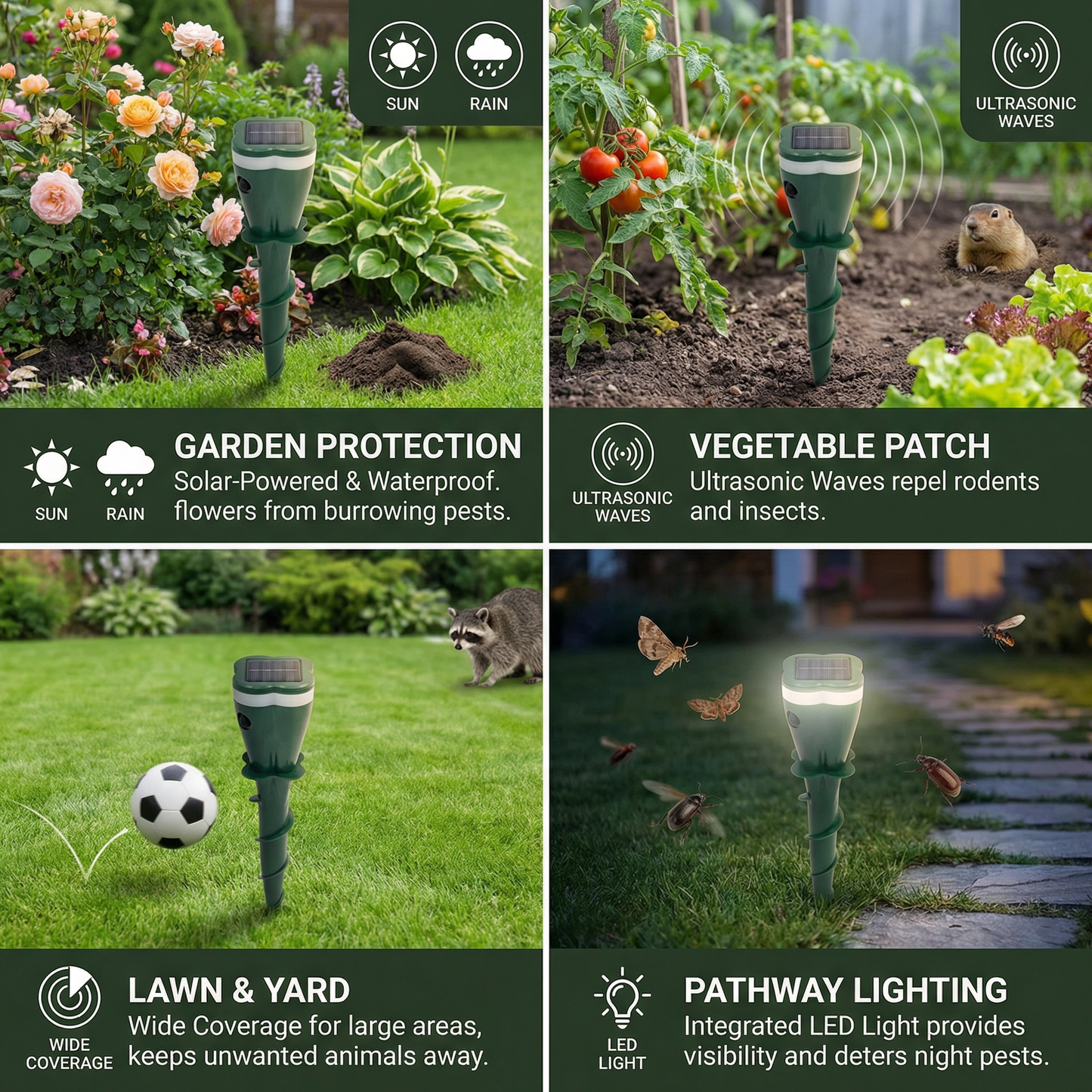 Solar Ultrasonic Animal and Insect Repellent Device