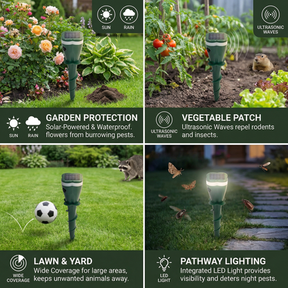 Solar Ultrasonic Animal and Insect Repellent Device