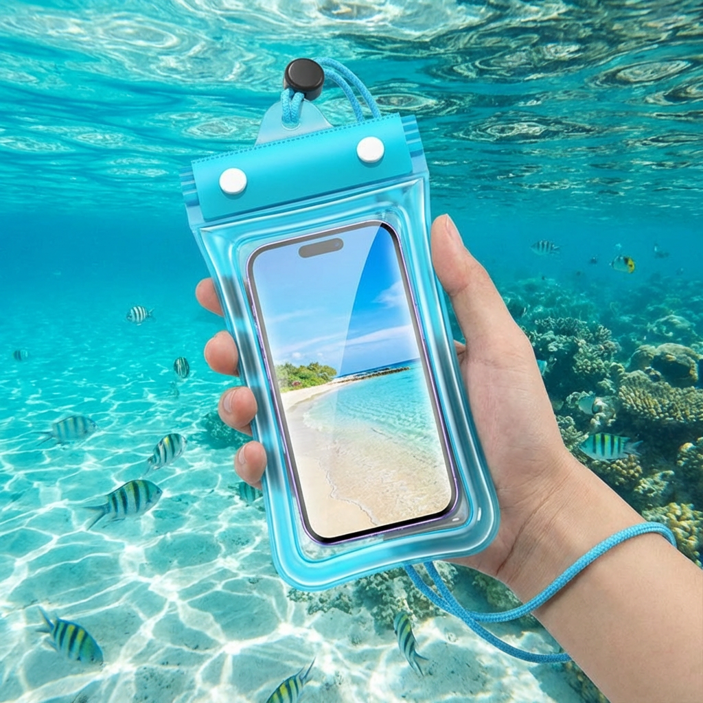 Waterproof Phone Case – Transparent Touchscreen Pouch with Shoulder Strap for Beach, Swimming & Diving
