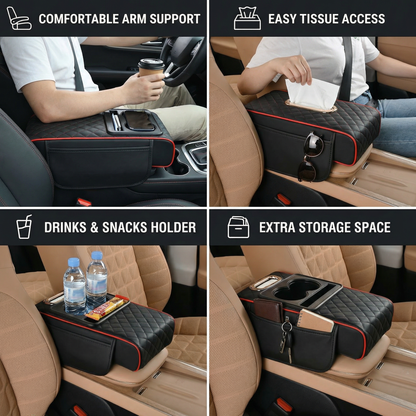 Multifunctional Car Armrest with Cup Holder & Storage