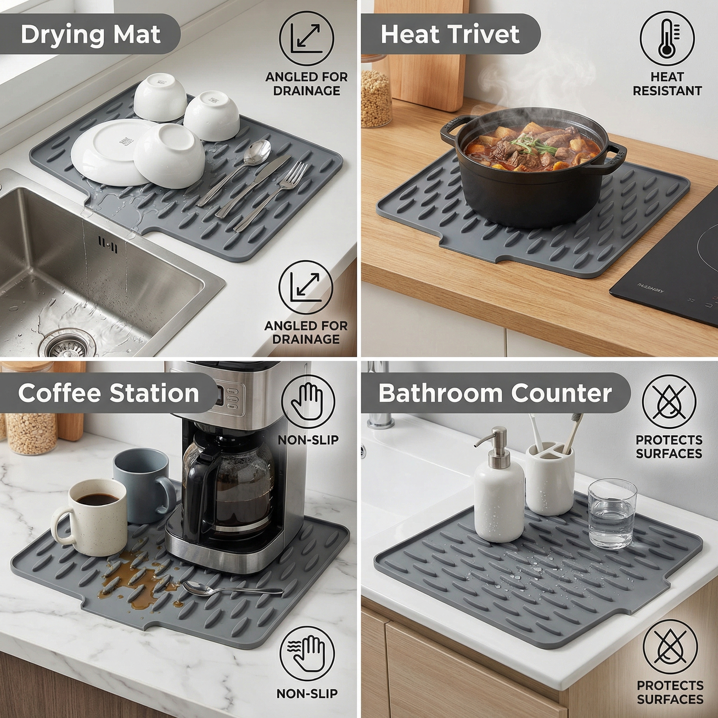 Angled Silicone Drip Mat – Heat Resistant and Non-Slip