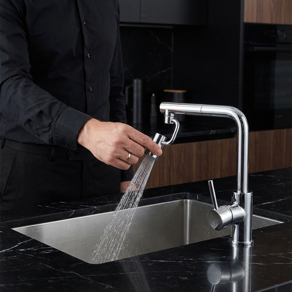 360° swivel tap extender with spray head – kitchen & bathroom use