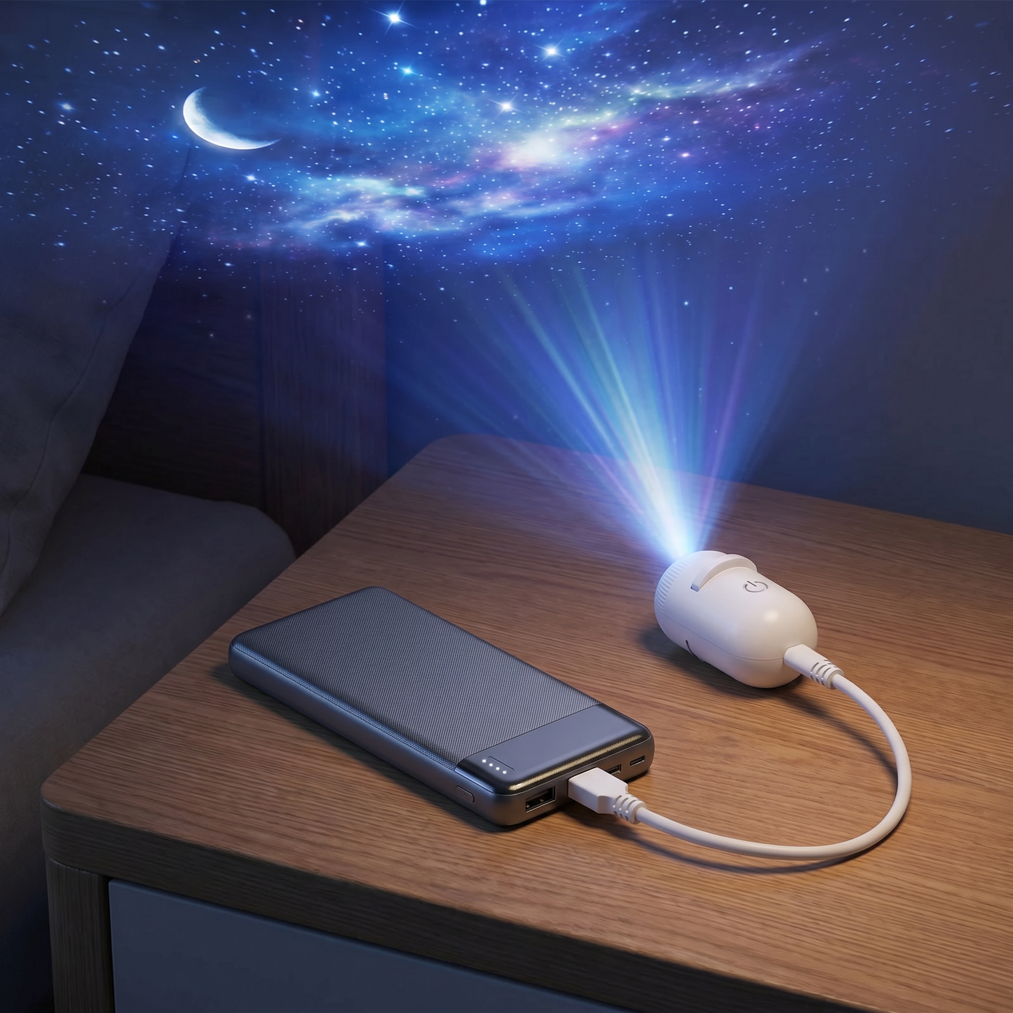 Modern Starry Sky Lamp – USB Mini Projector Night Light for Bedroom & Relaxing Ambience incl. 5 Patterns