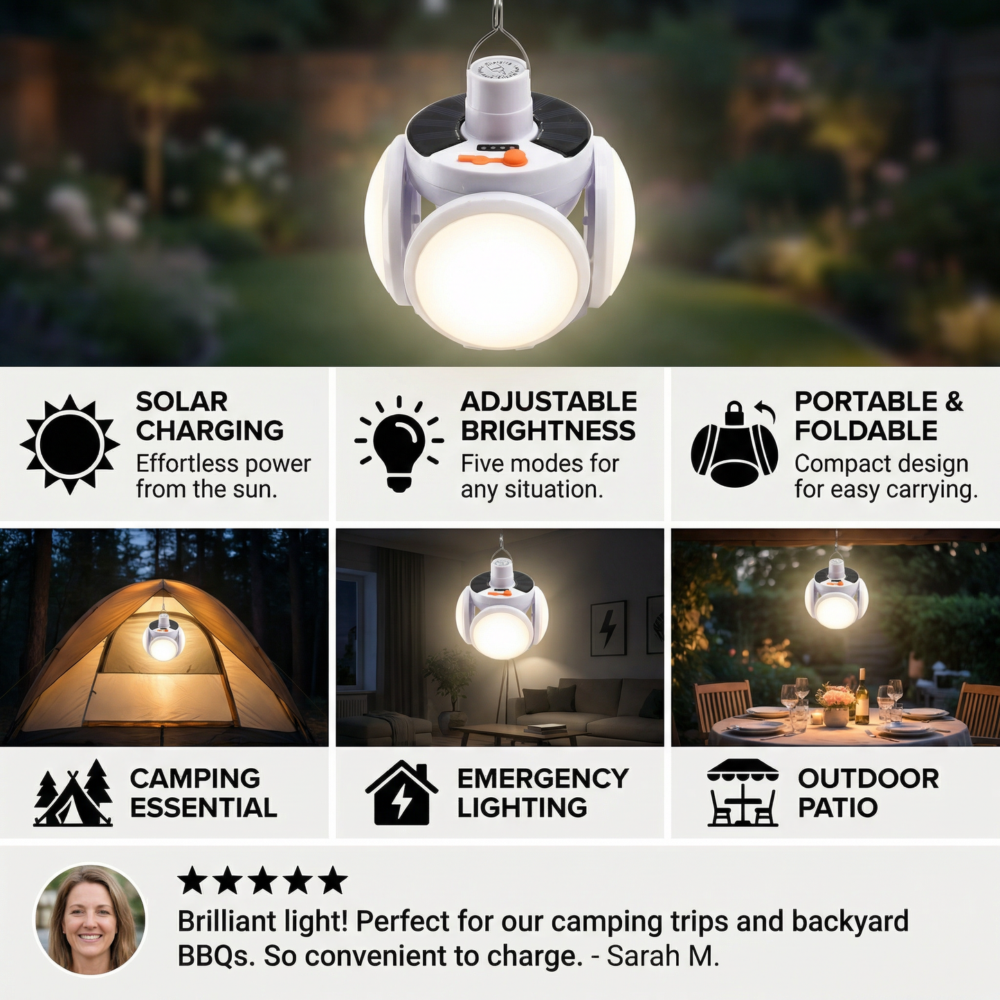Portable Solar Outdoor Foldable Ball Lamp