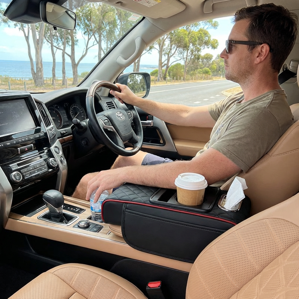 Multifunctional Car Armrest with Cup Holder & Storage