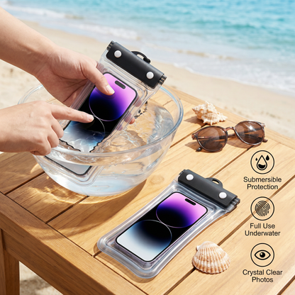 Waterproof Phone Case – Transparent Touchscreen Pouch with Shoulder Strap for Beach, Swimming & Diving