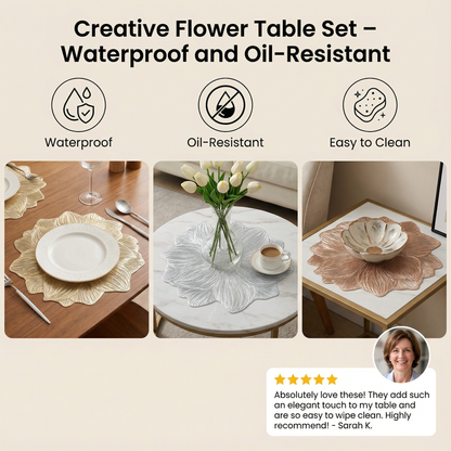 Creative Flower Table Set – Waterproof and Oil-Resistant