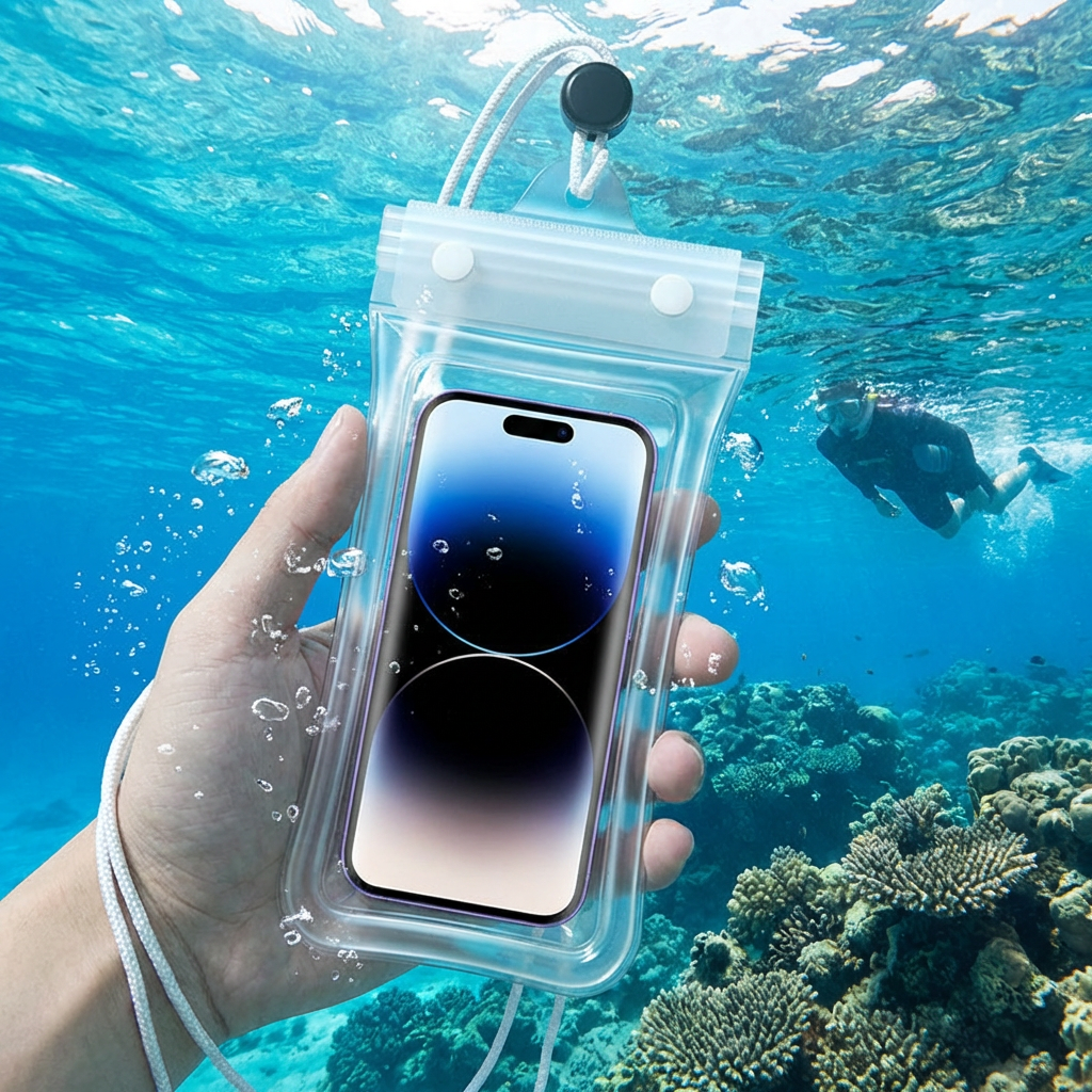 Waterproof Phone Case – Transparent Touchscreen Pouch with Shoulder Strap for Beach, Swimming & Diving