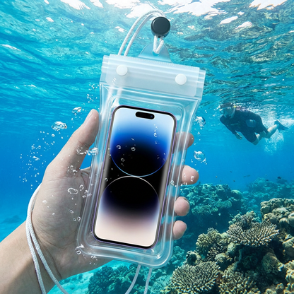 Waterproof Phone Case – Transparent Touchscreen Pouch with Shoulder Strap for Beach, Swimming & Diving